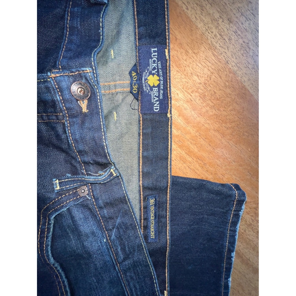 Lucky Brand 361 Vintage Straight Mens Jeans 40x30 Dark Wash Blue 7M11373-Z9G-1 - Picture 4 of 9